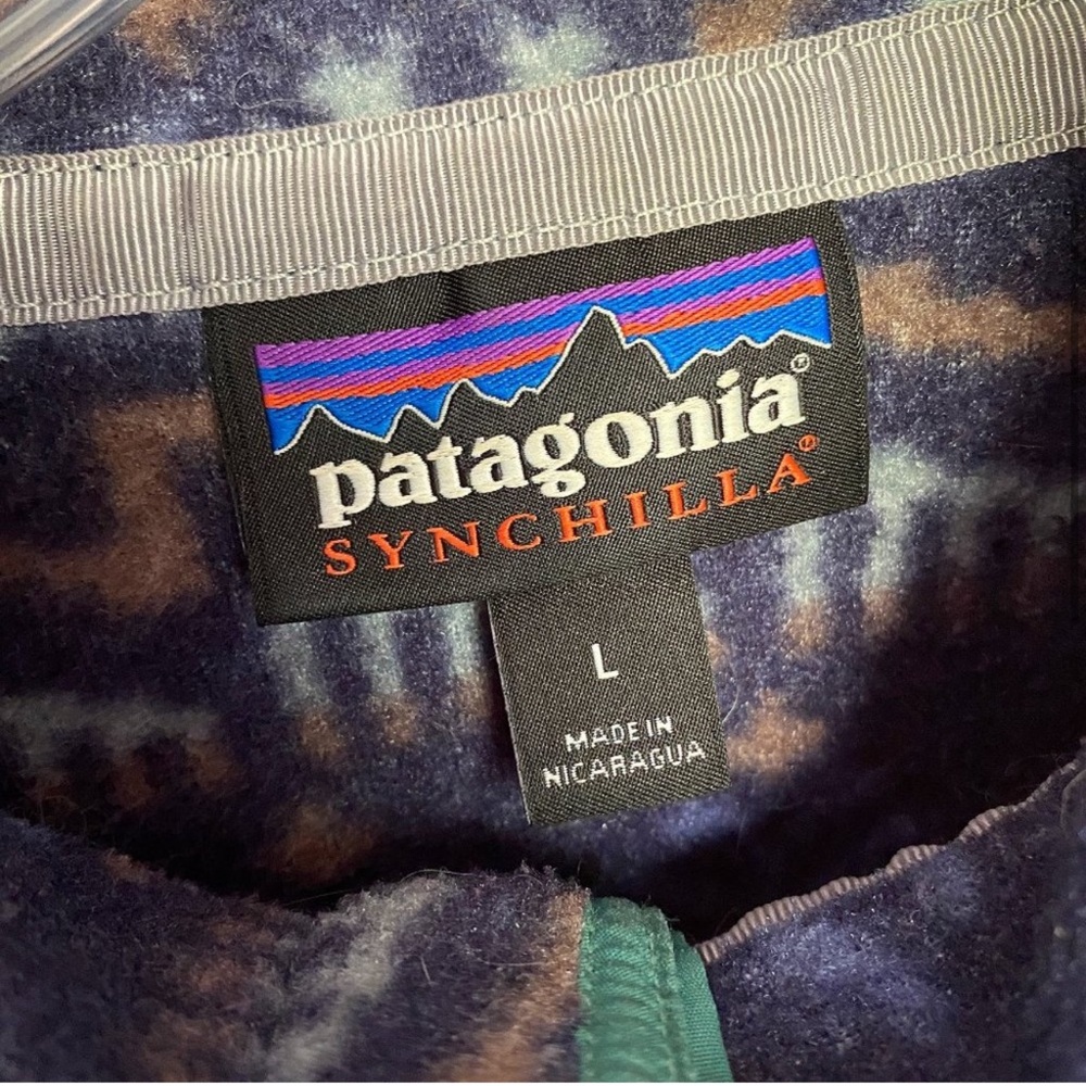 Patagonia Snap T Synchilla Pullover Wild Roots Navy Green Aztec Floral Print M,L - Picture 5 of 9